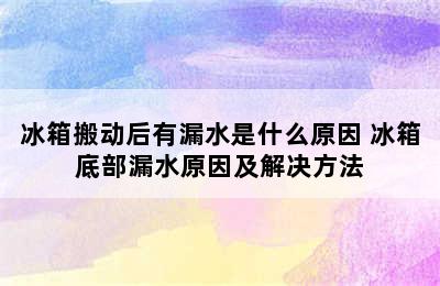 冰箱搬动后有漏水是什么原因 冰箱底部漏水原因及解决方法